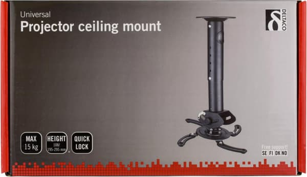 DELTACO, Universal projector mount adj height,15 KG, 360 Swivel, black