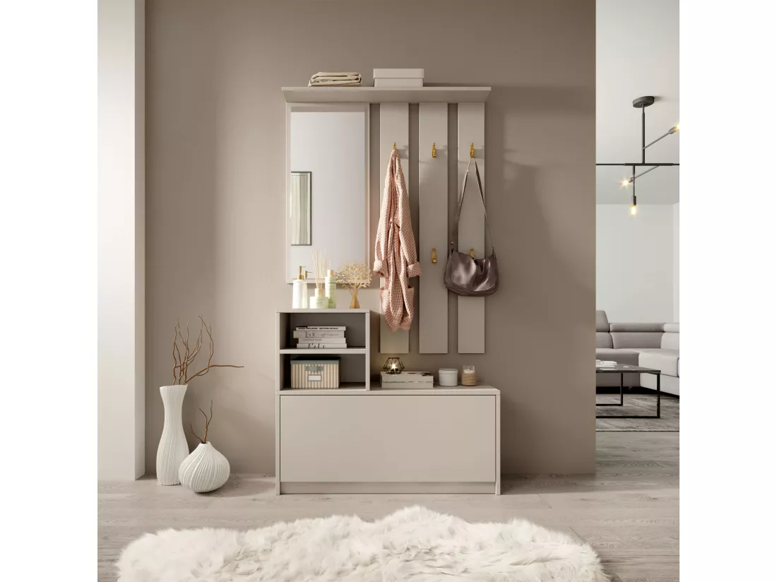 Ensemble d'entrée avec miroir - 85 cm - cachemire - YESFIR