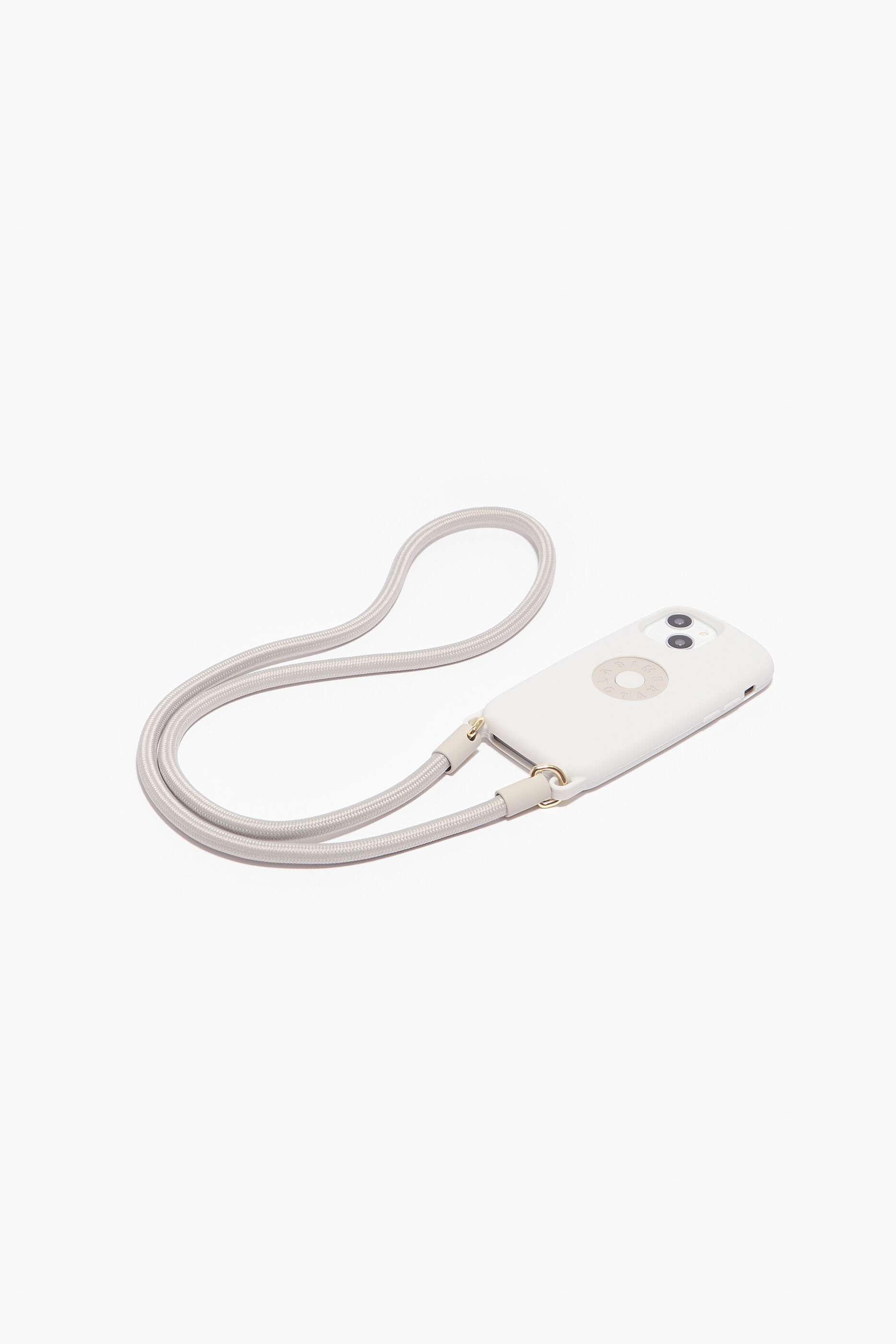 Capa para iPhone 13 mini na cor taupe com logo