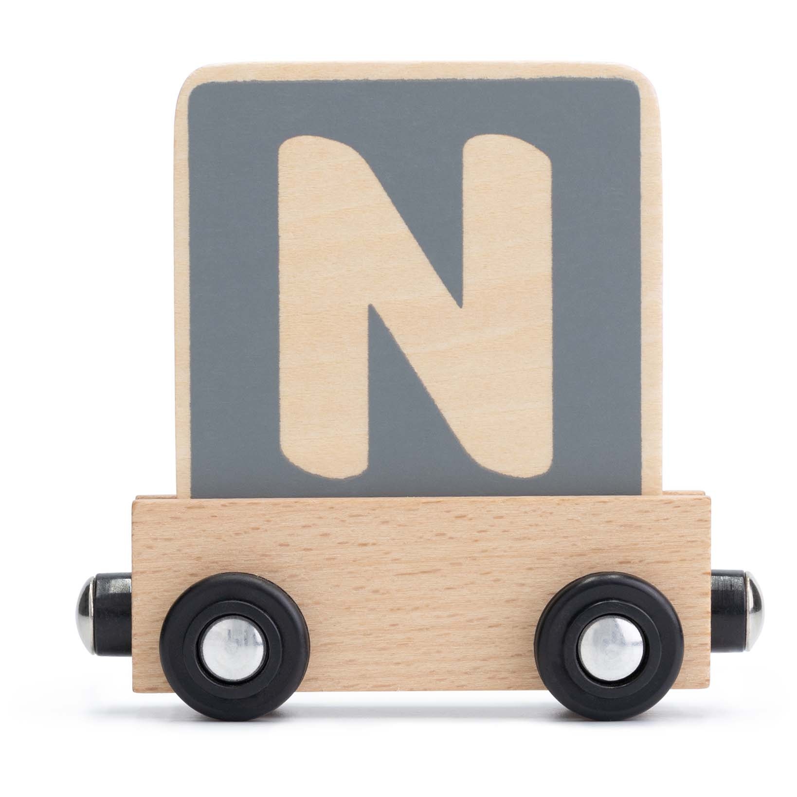 Prénatal houten namentrein letter N Stonegrey - speelgoed vanaf 0 maanden - Prén