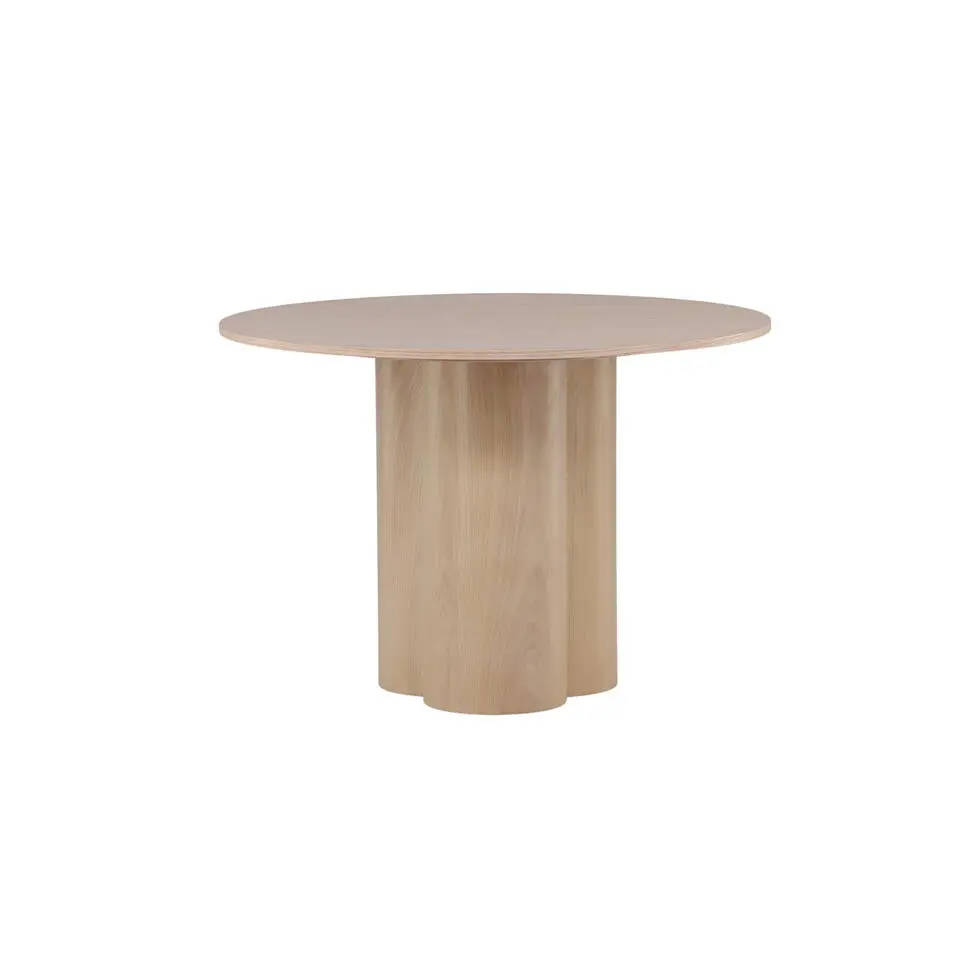 Eettafel Rond Whitewash 110cm - Fineer - Scandinavisch - Tafel Olivia