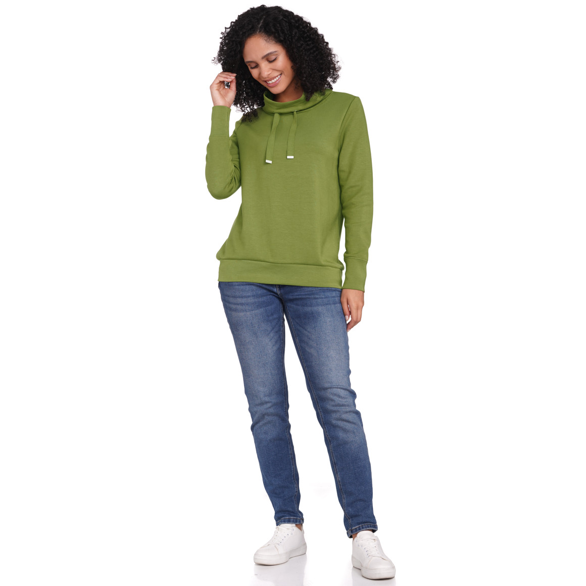 Gina Benotti Damen Sweatpullover mit Stehkragen grün