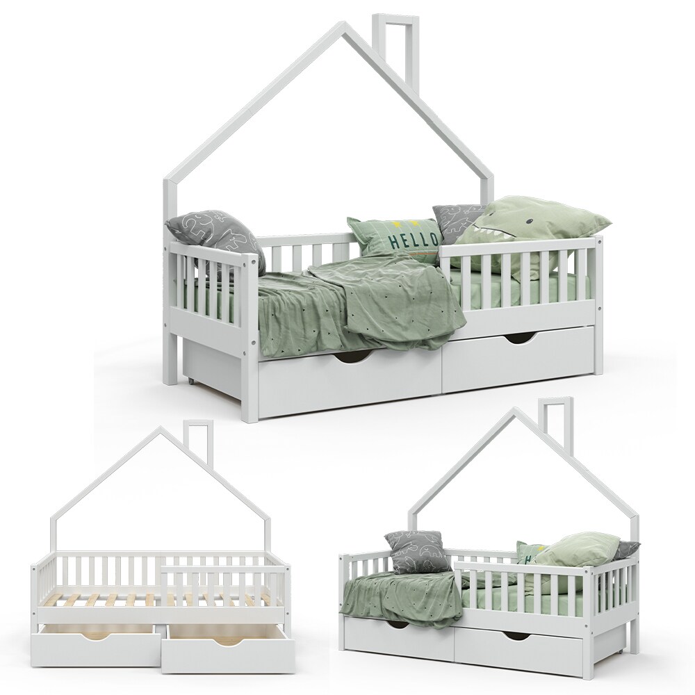 VitaliSpa Hausbett Kinderbett Spielbett Noemi 80x160cm Schubladen Rausfallschutz