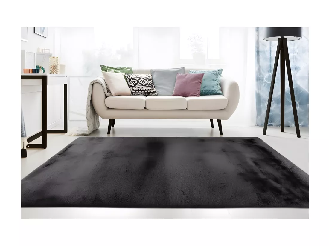 Tapis 170x120cm, design E009Y coloris graphite - Confort et élégance pour votre intérieur