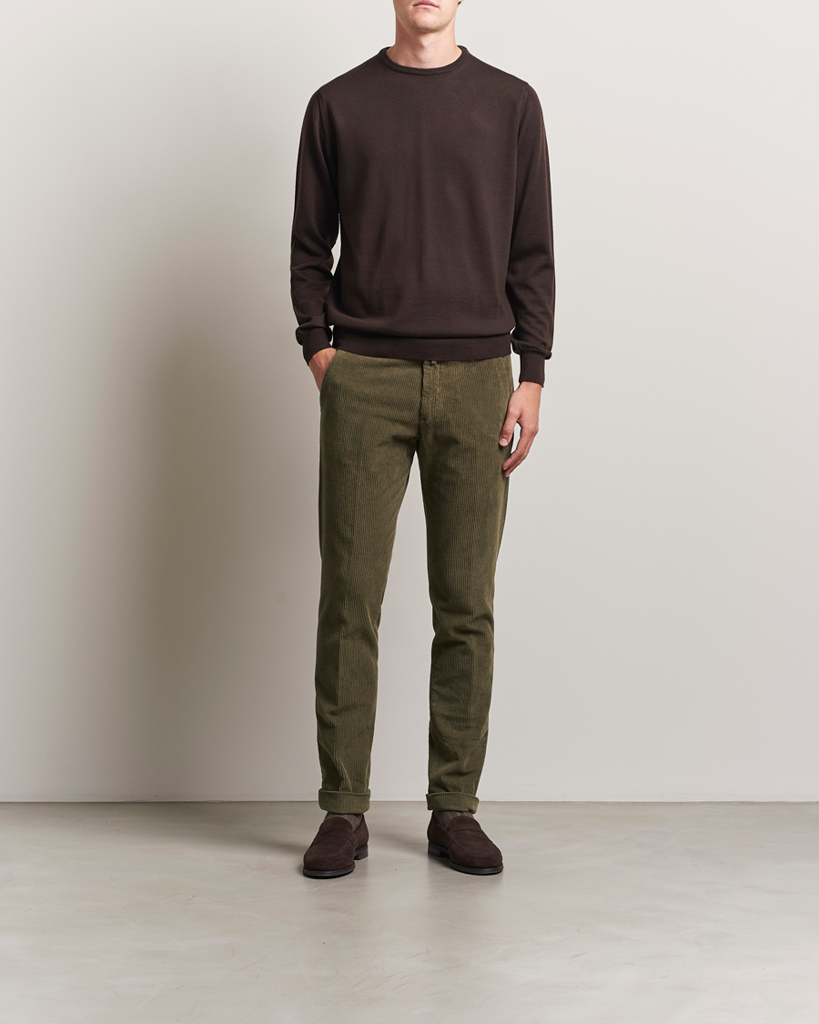 Briglia 1949 Slim Fit Corduroy Trousers Dark Green