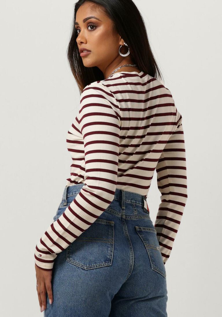 TOMMY HILFIGER rode tommy hilfiger  slim 5x2 rib stripe c-nk ls
