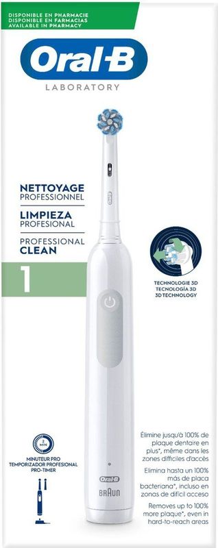 Oral-B - Pro 1 Clean - Elektrische Tandenborstel - Wit - 1 Stuk
