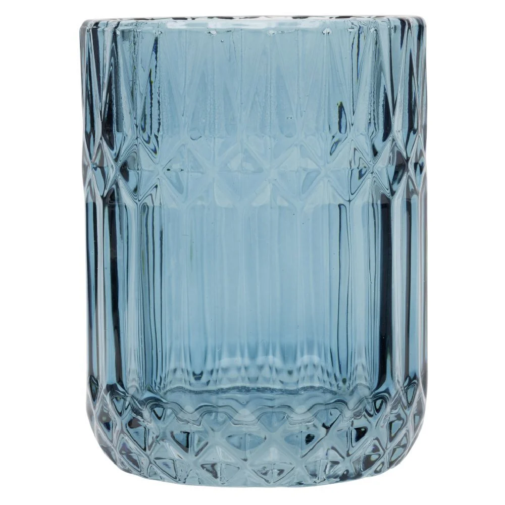 Gobelet en verre effet cristallin bleu Ø8xH10,5cm