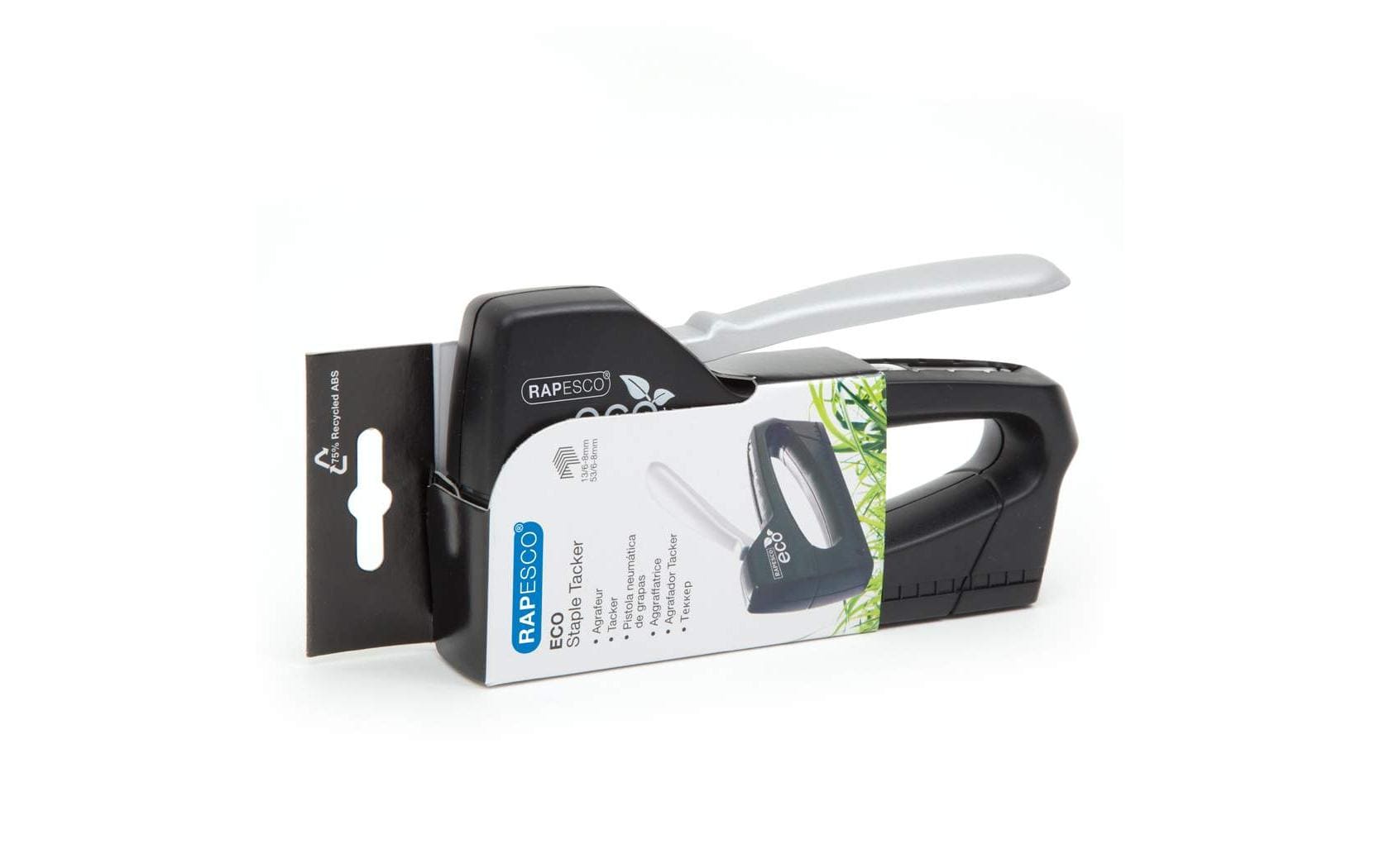 Germ-Savvy Antibakteriell ECO T8-Lite Tacker SchwarzTacker aus recyceltem Kunststoff