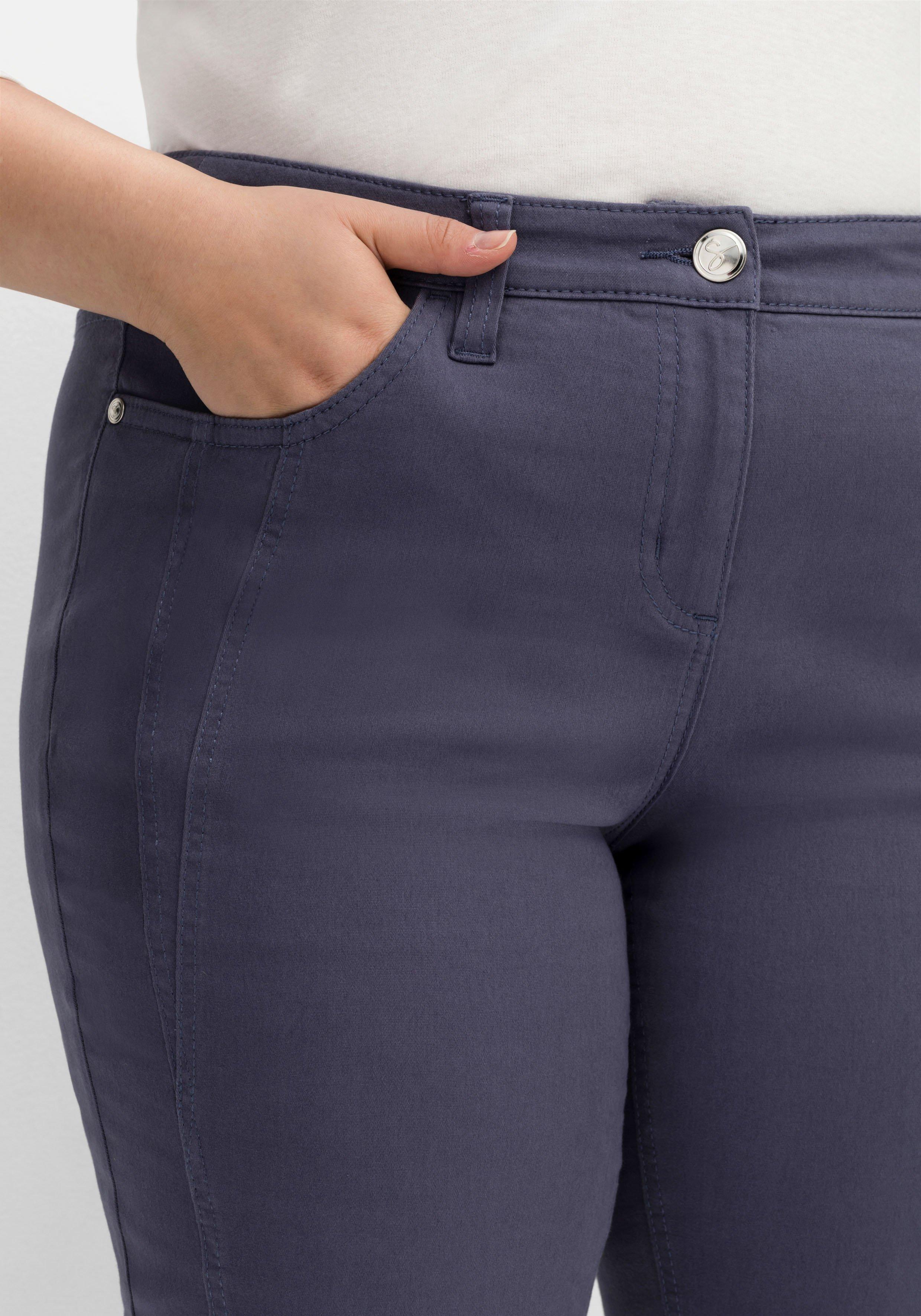Gerade Twillhose in knöchelbedeckender Länge