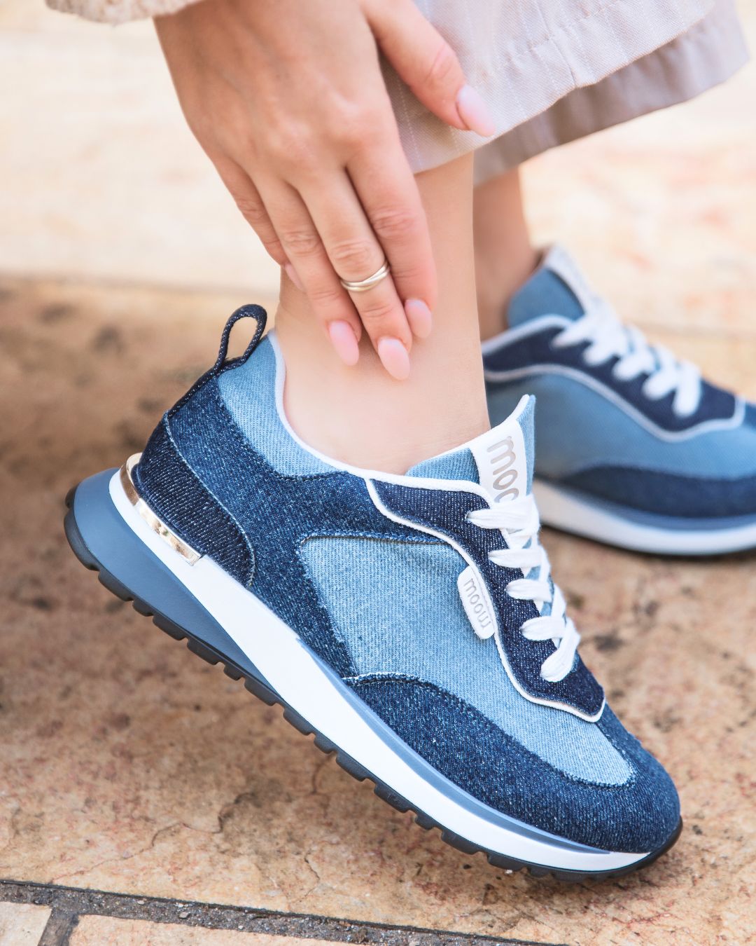 Basket femme denim blue à lacets jeans - Marilou