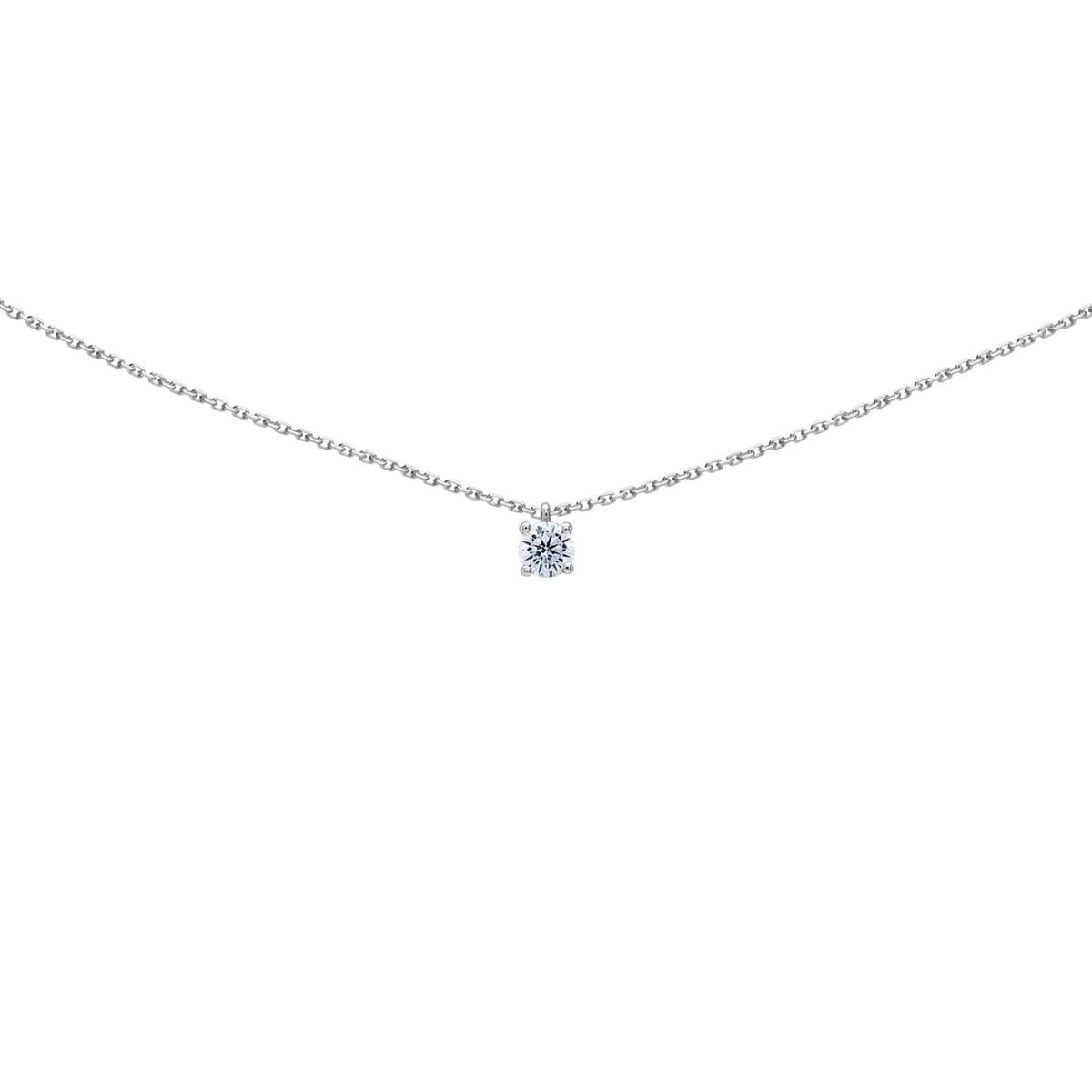 Collier Brillaxis solitaire oxyde or blanc 4.5 mm