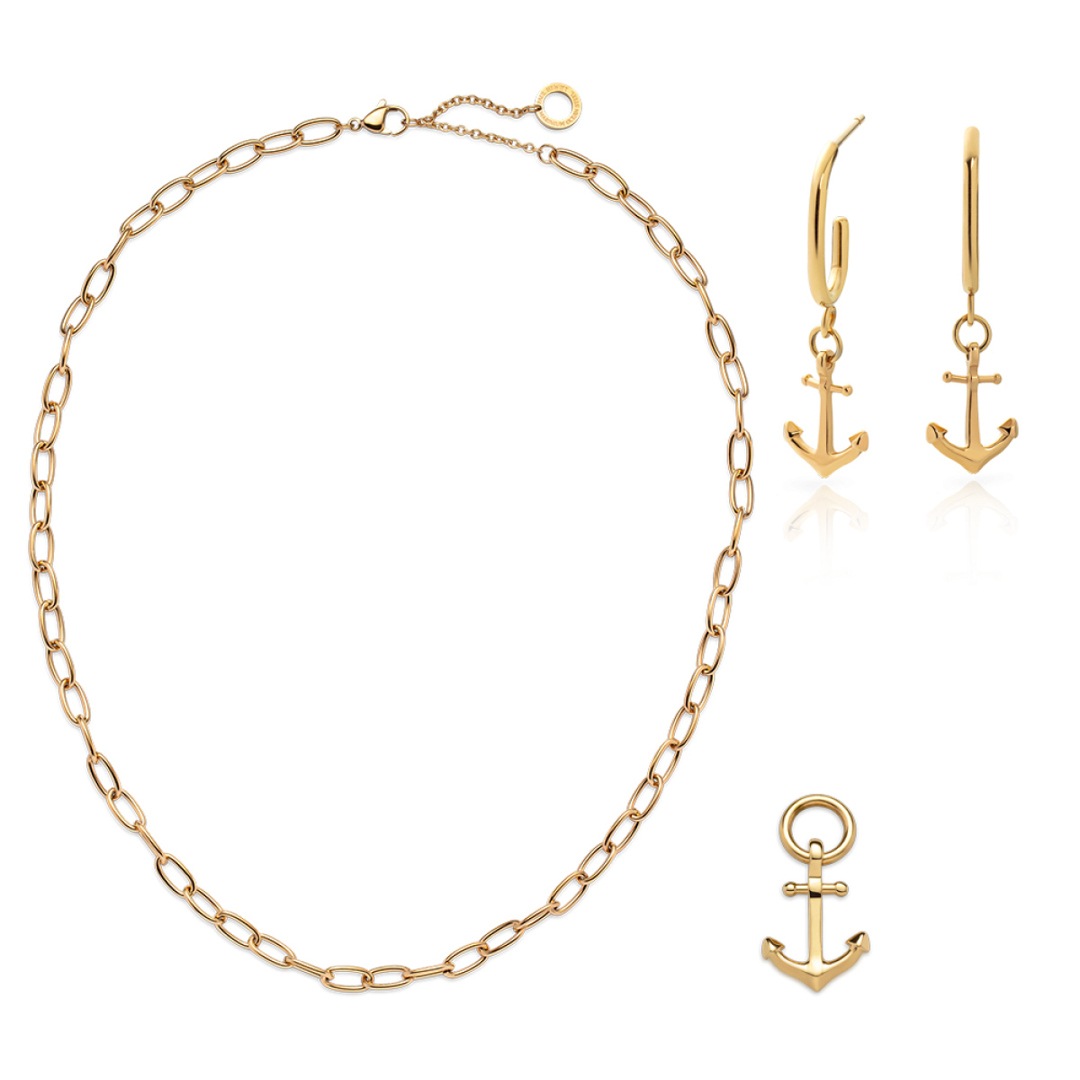 Paul Hewitt Schmuckset Anchor Marinium Ocean Steel Goldig