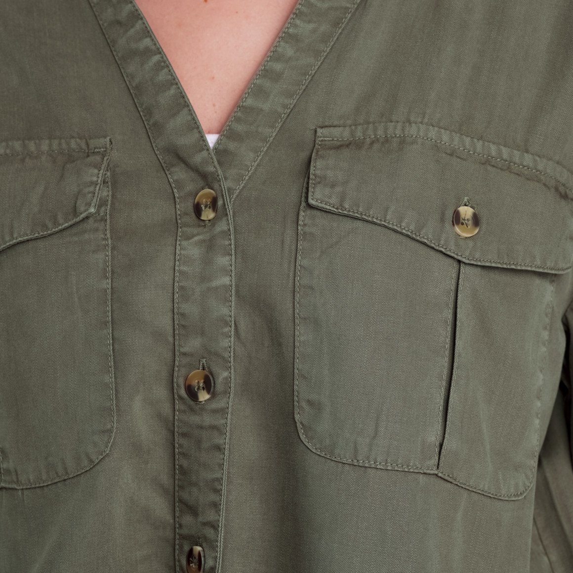 Gina Collection Damen Bluse mit Knotendetail dunkelgrün