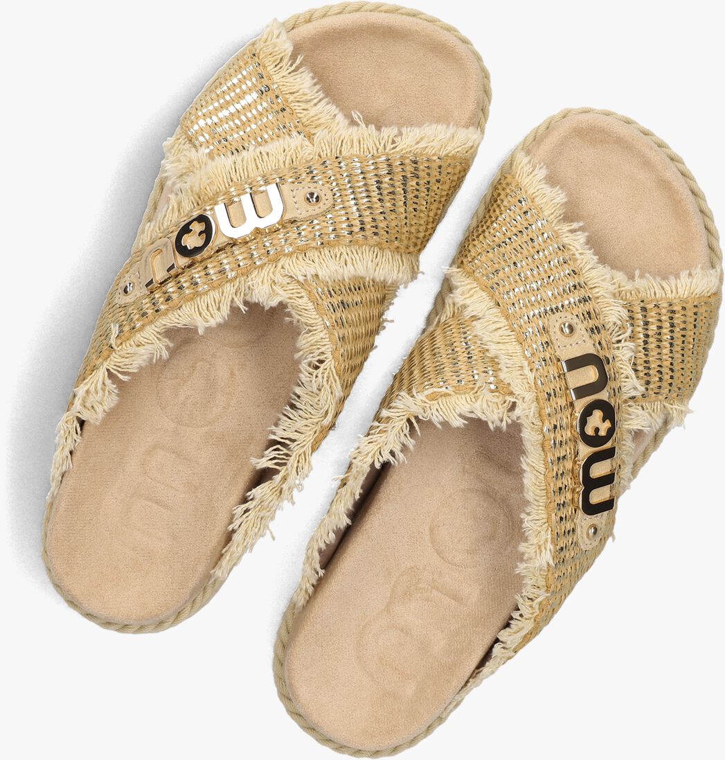 beige mou slippers criss-cross