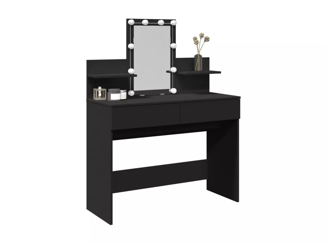 Coiffeuse avec LED noir 100x40x130 cm