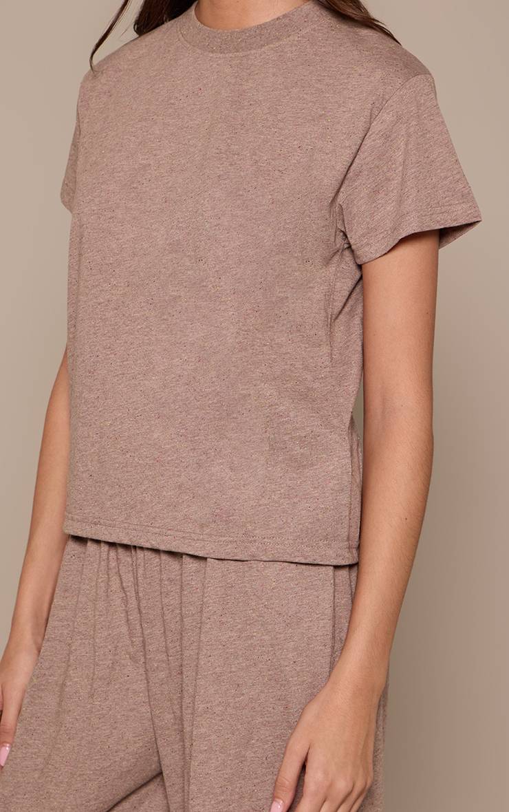 Taupe Ensemble Coordonné T-shirt Moucheté
