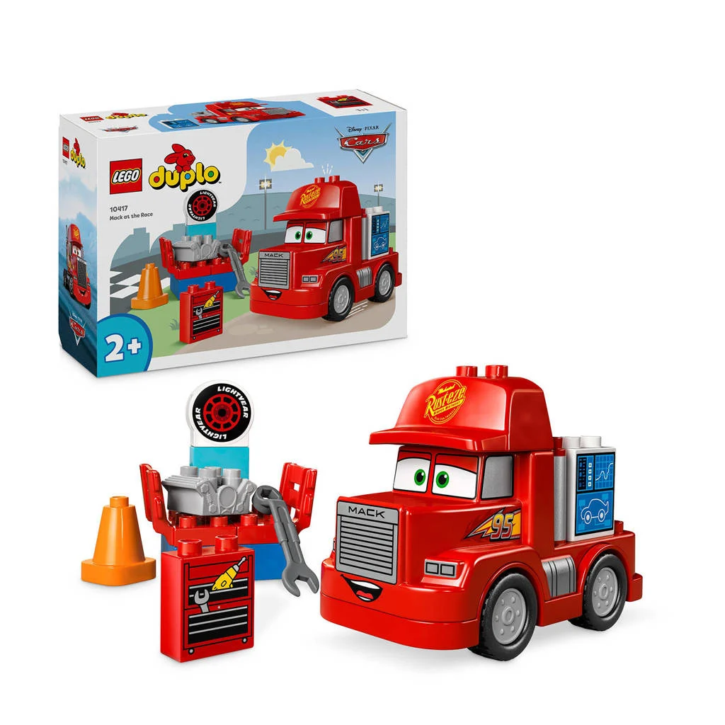Leuke lego set voor de allerkleinsteDisney en Pixar's Cars Mack bij de race Bouwbaar Auto Speelgoed voor Peuters 10417