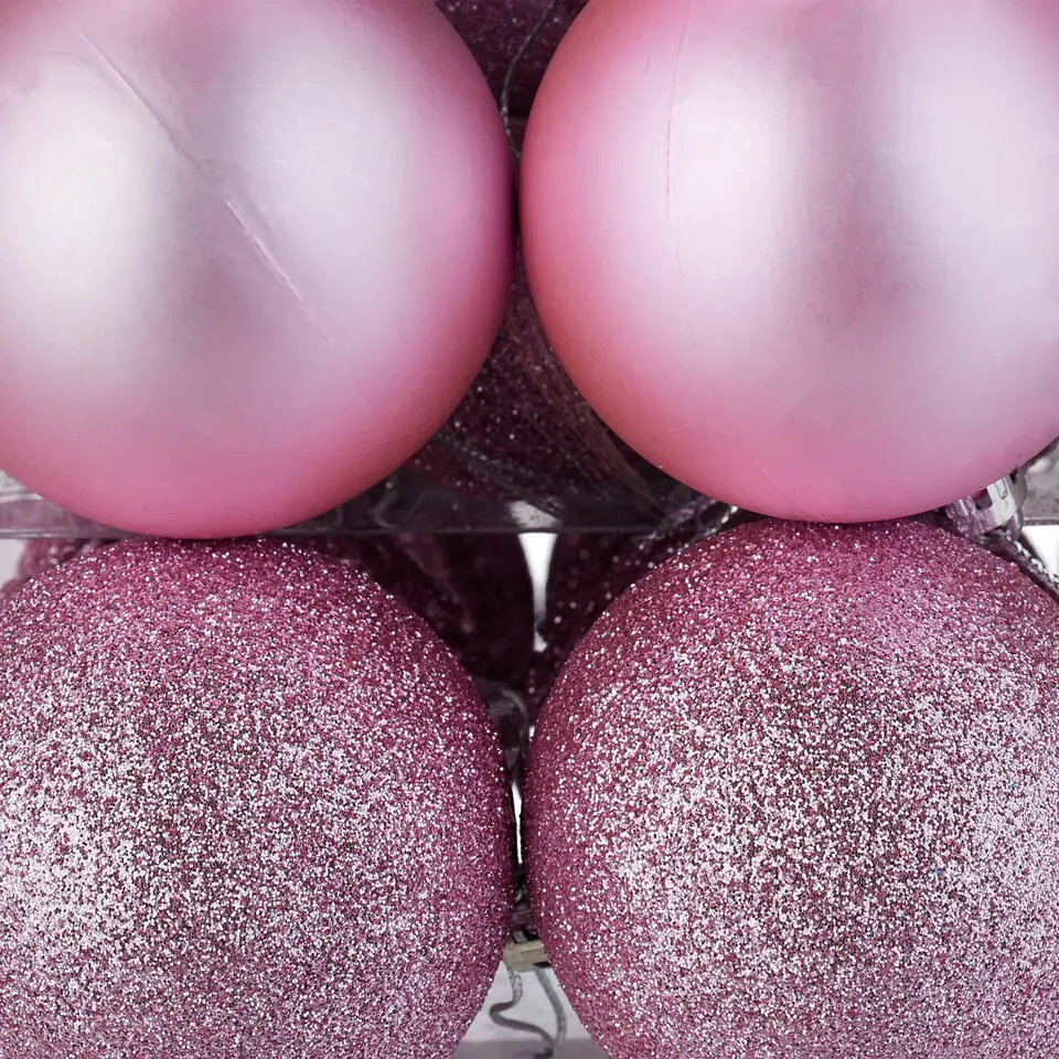 Relaxdays kerstballen - 50x - lichtroze - 3, 4 en 6 cm -kunststof