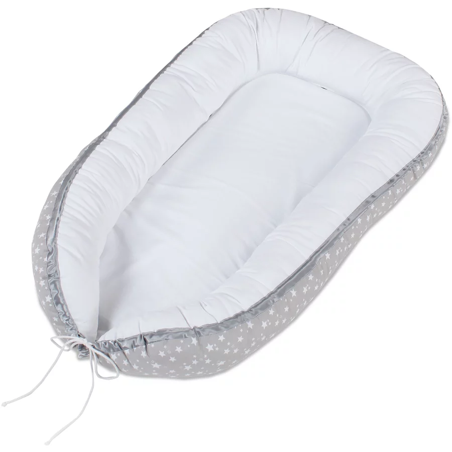 babybay® Kuschelnest perlgrau Sterne weiß