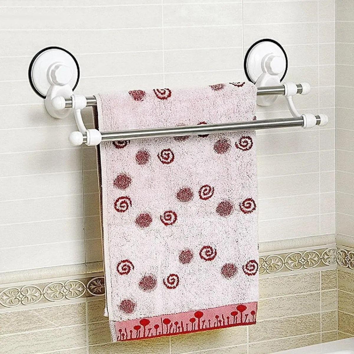 Universal Double barre de porte-serviettes ABS blanc