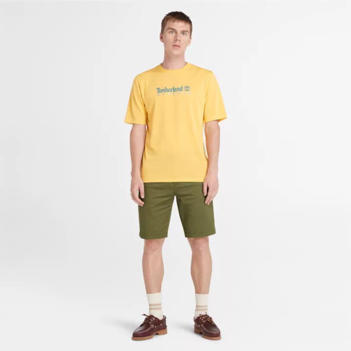 Short chino en sergé extensible pour homme en vert