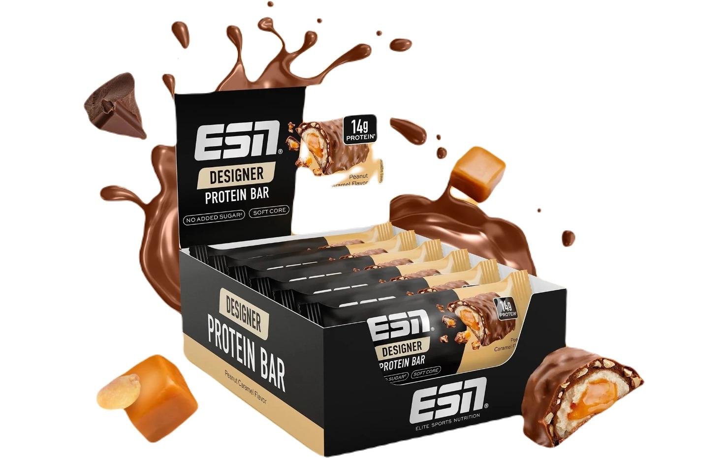 Riegel Designer Bar Erdnuss-Caramel, 12 x 45 gProtein-Riegel