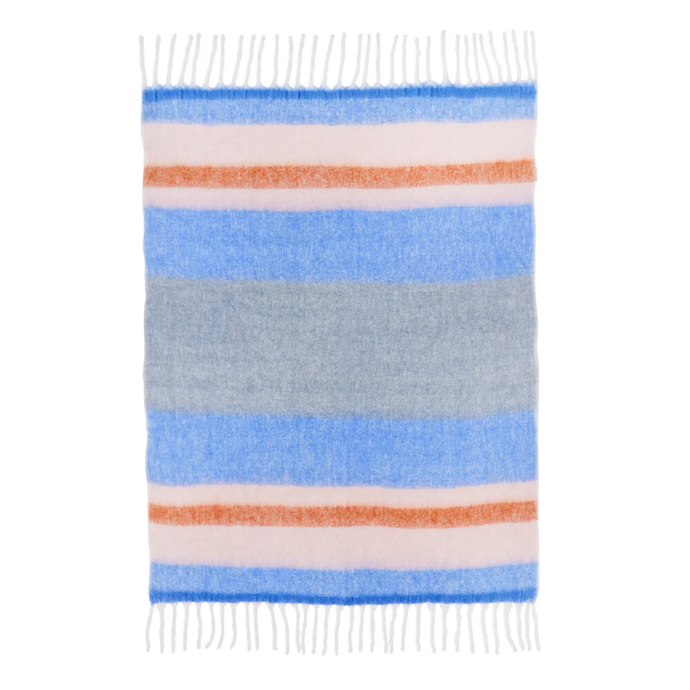 Cozy Living  Mathea tæppe, Striped Sea Blue - 130 x 170 cm.