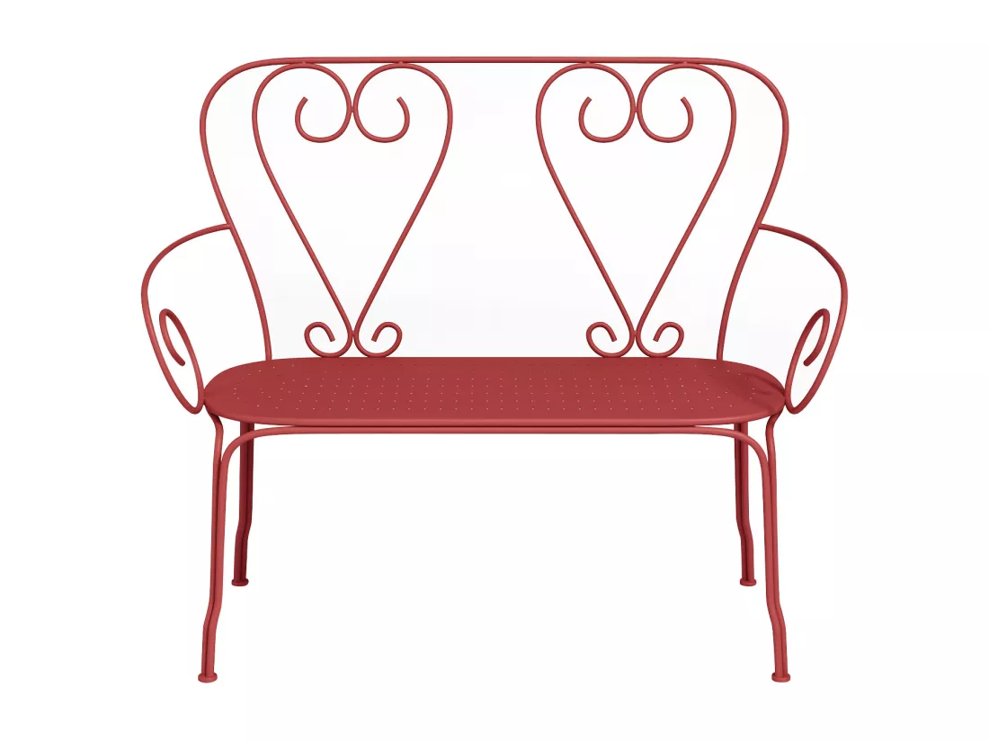 Banc de jardin en métal façon fer forgé - Terracotta - GUERMANTES de MYLIA
