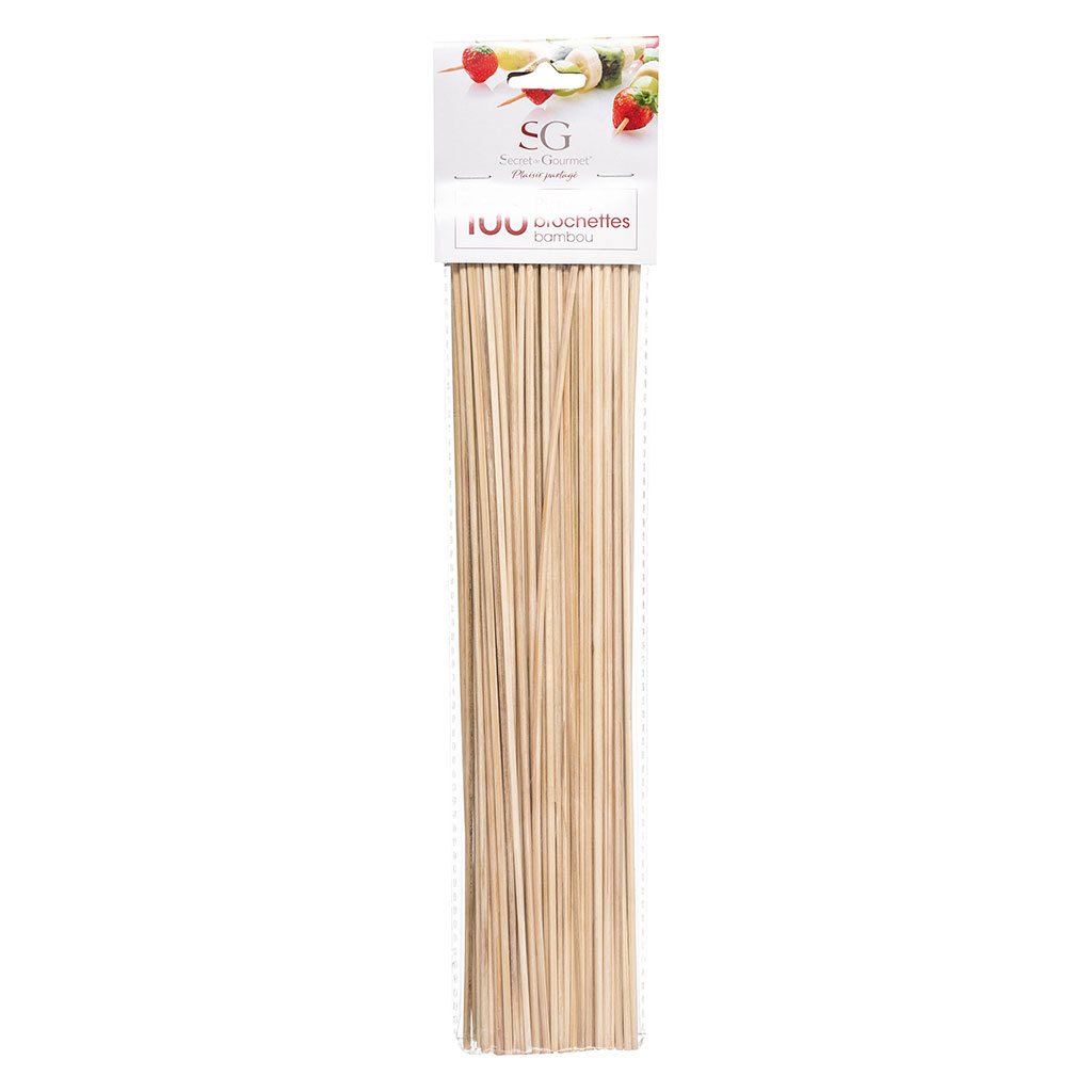 Lot de 100 piques apéro bambou 30cm
