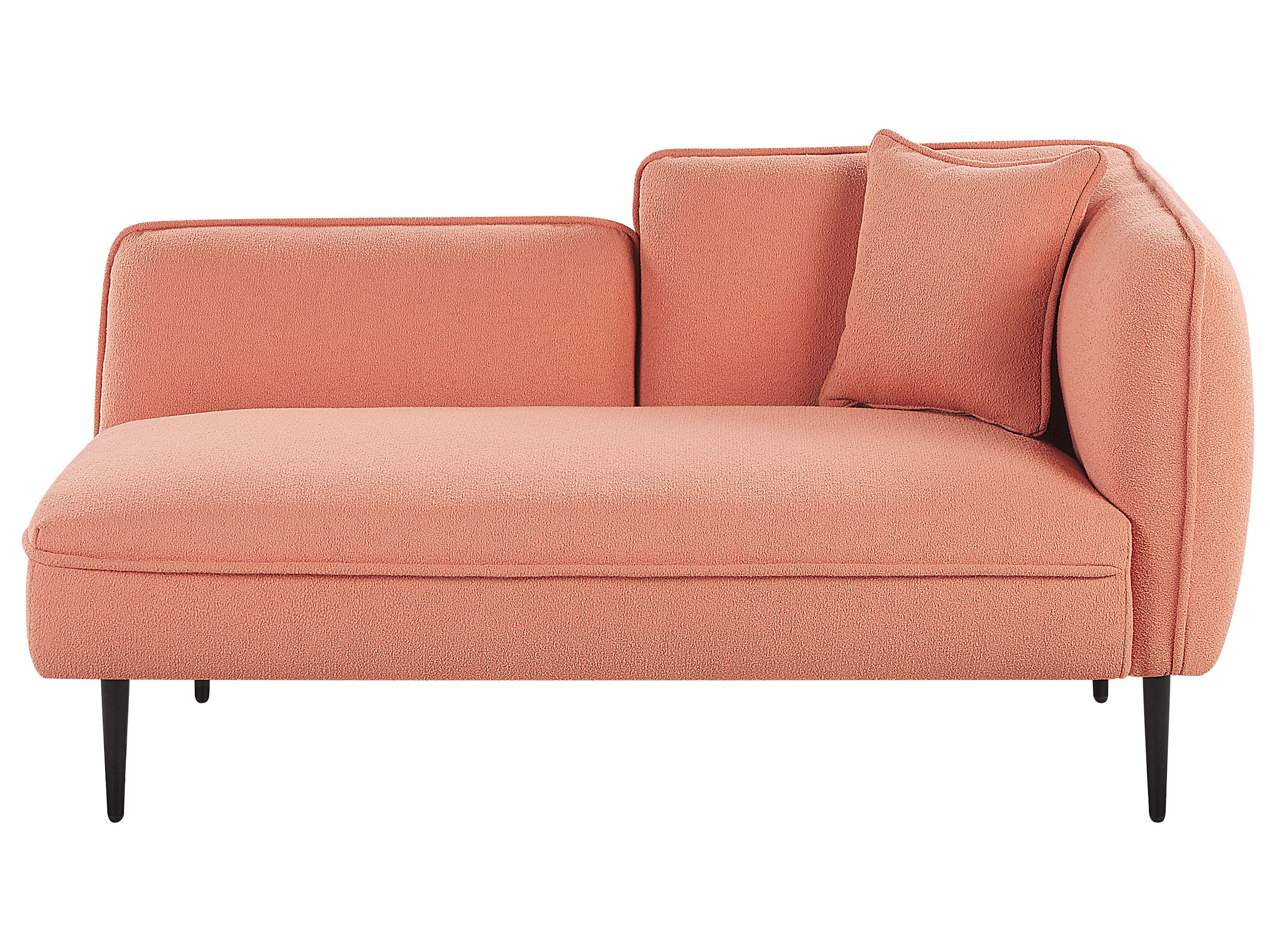 Rechtszijdige chaise longue CHEVANNES Bouclé Perzikroze