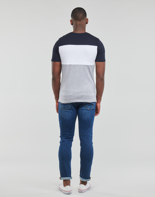 Jack & Jones - JJELOGO BLOCKING TEE - Marine / Gris / Blanc