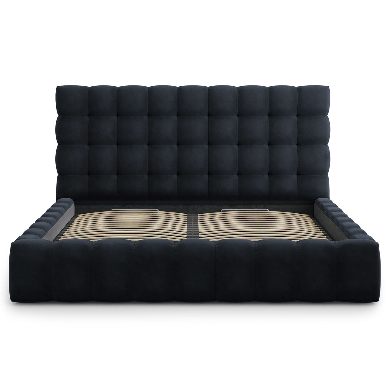Cosmopolitan Design Lit avec coffre de rangement Bali Velours bleu foncé - 200x200 cm