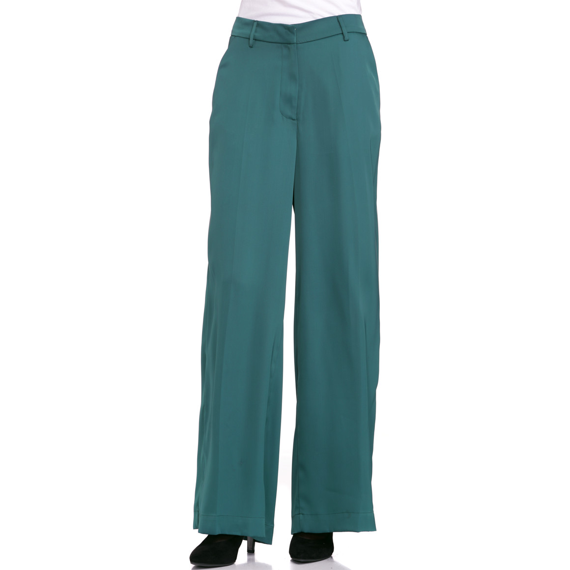 Gina Benotti Damen Palazzo-Hose in Satin-Optik dunkelgrün