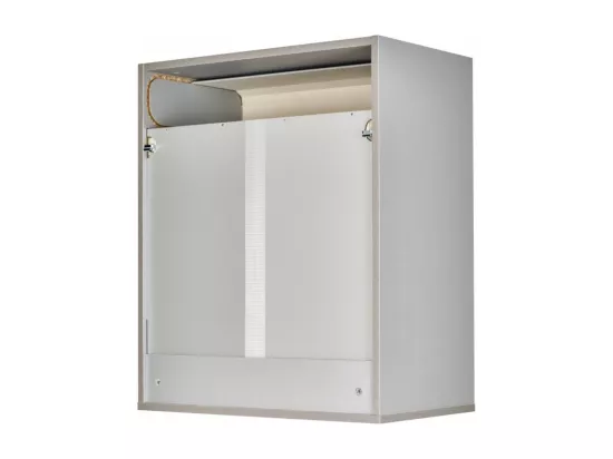 Meuble Haut de Cuisine Imitation Aluminium 2 Etagères L 60 H 72 P 35 cm