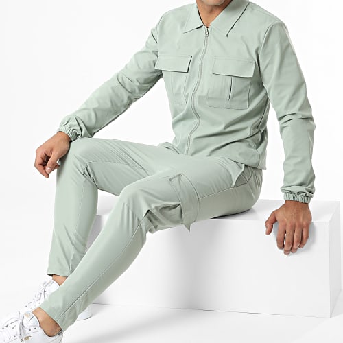 Ensemble Veste Zippée Et Pantalon Cargo AB327 Vert