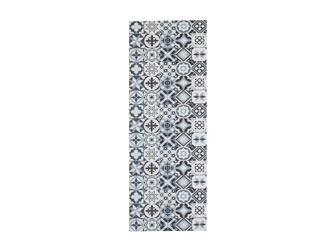 tapis cuisine 120x170 en PVC gris et noir motif floral PVC KIT