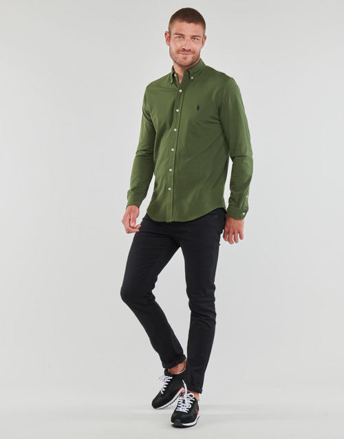 Polo Ralph Lauren - CHEMISE AJUSTEE COL BOUTONNE EN POLO FEATHERWEIGHT Kaki