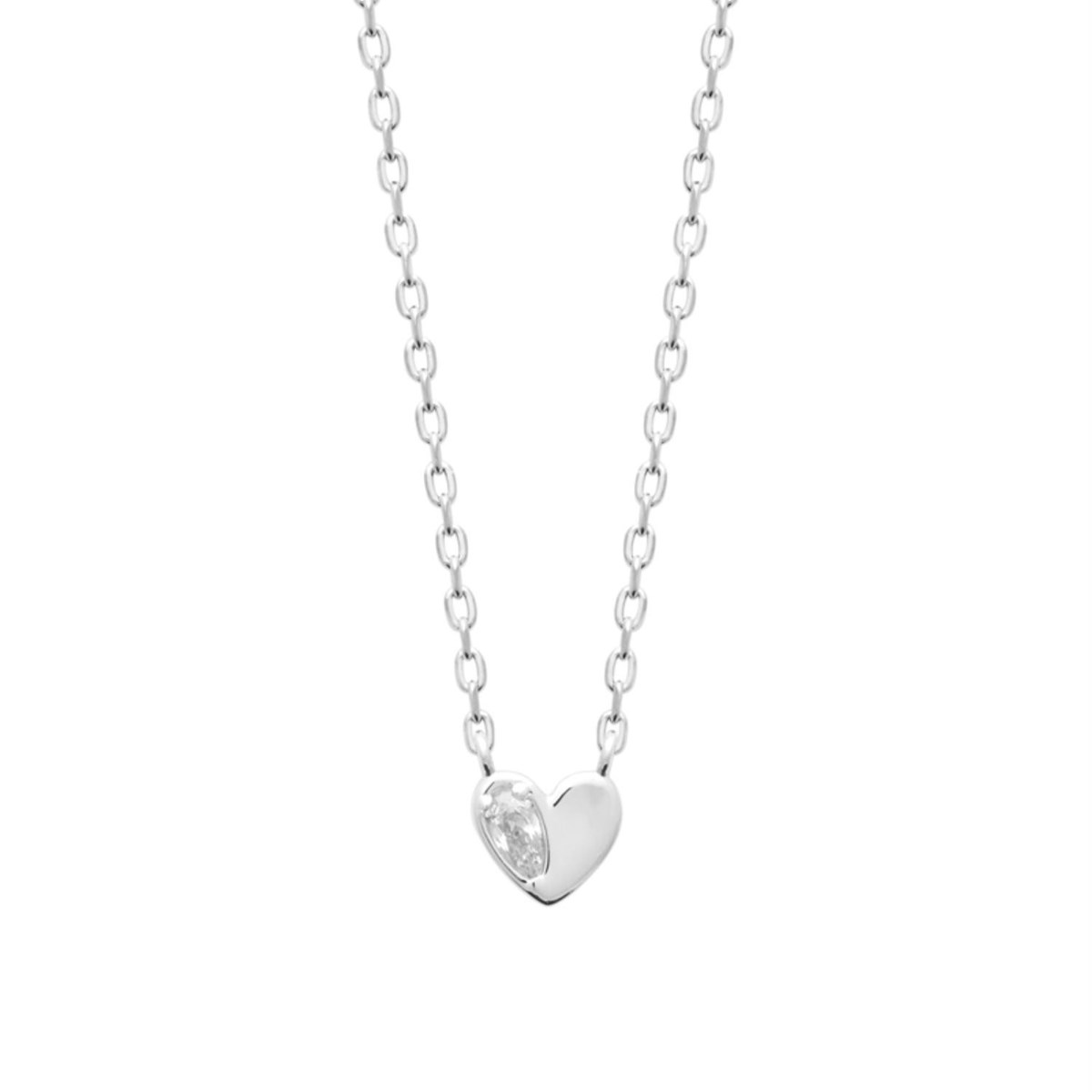 Collier petit coeur et goutte d'oxyde de zirconium Argent 925 Rhodié