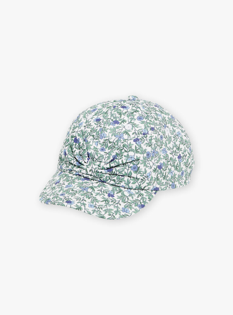 Casquette écrue à imprimé fleuri