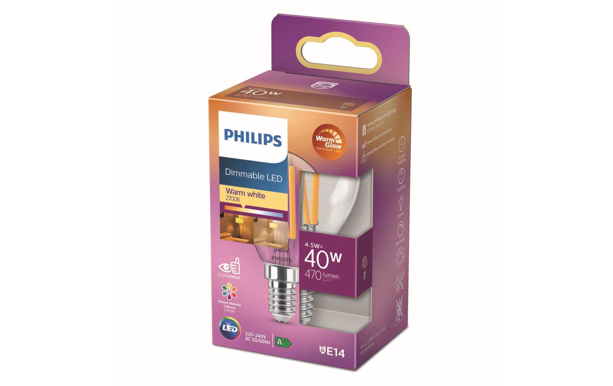 Lampe LEDcla 40W E14 P45 CL WGD90 WarmweissWarmweisses LED-Leuchtmittel P45 mit klarem Glas