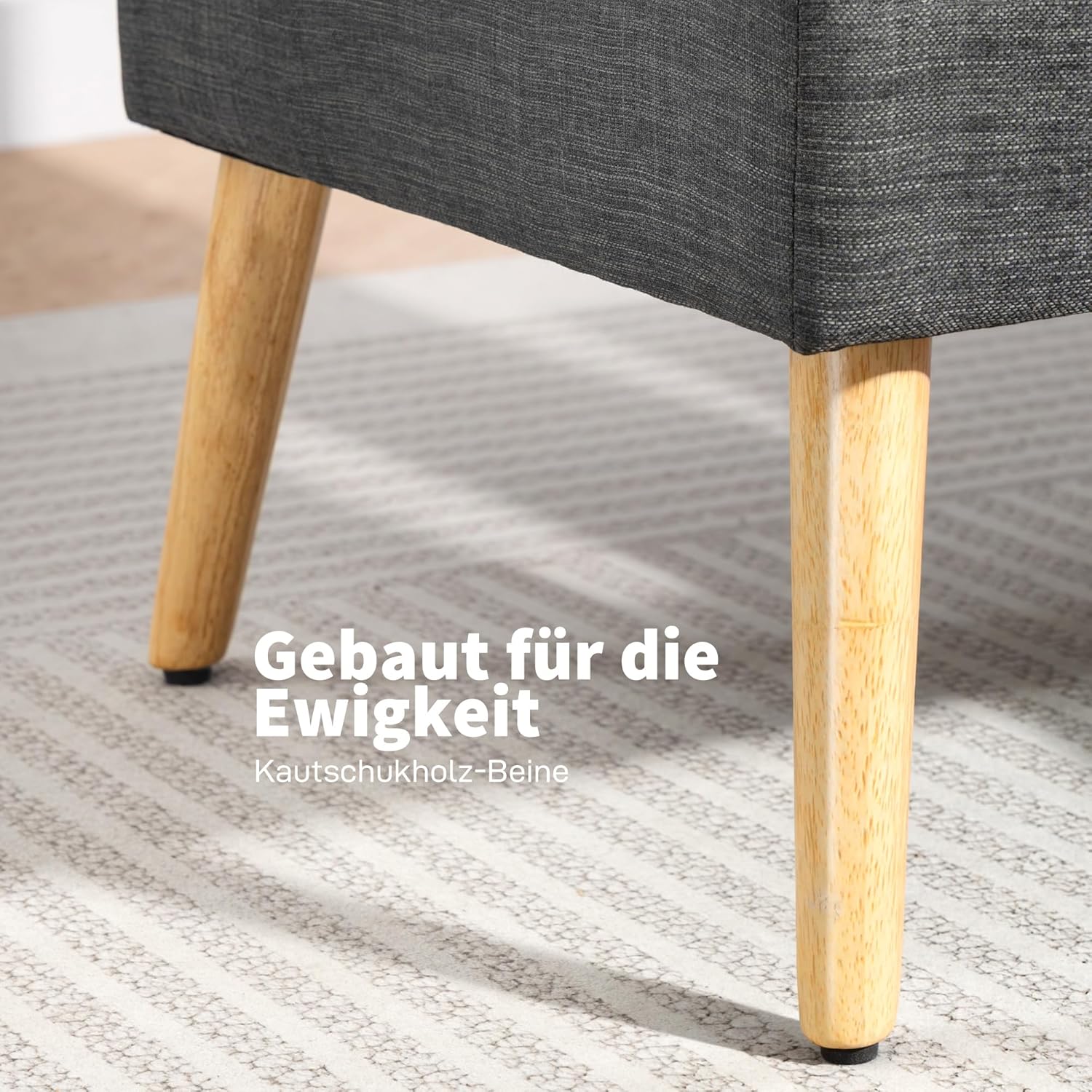 HOMCOM Sofa 2 Sitzer Couch mit Leinenoptik, Getuftete Rückenlehne Kleine Polstersofa Modern 118 cm Gepolstert Doppelsofa mit Holzbeine für Wohnzimmer, Kleine Räume, Dunkelgrau