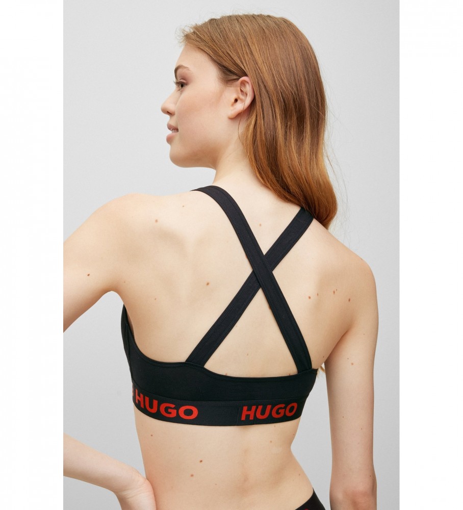 Sutiã Bralette Elástico HUGO Logos, Preto