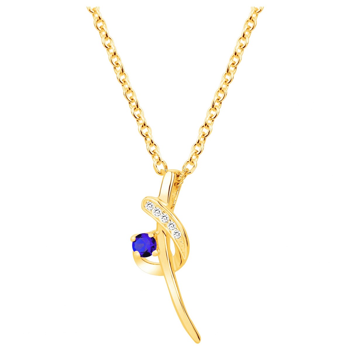 Collier en Plaqué Or avec oxyde de zirconium bleu saphir