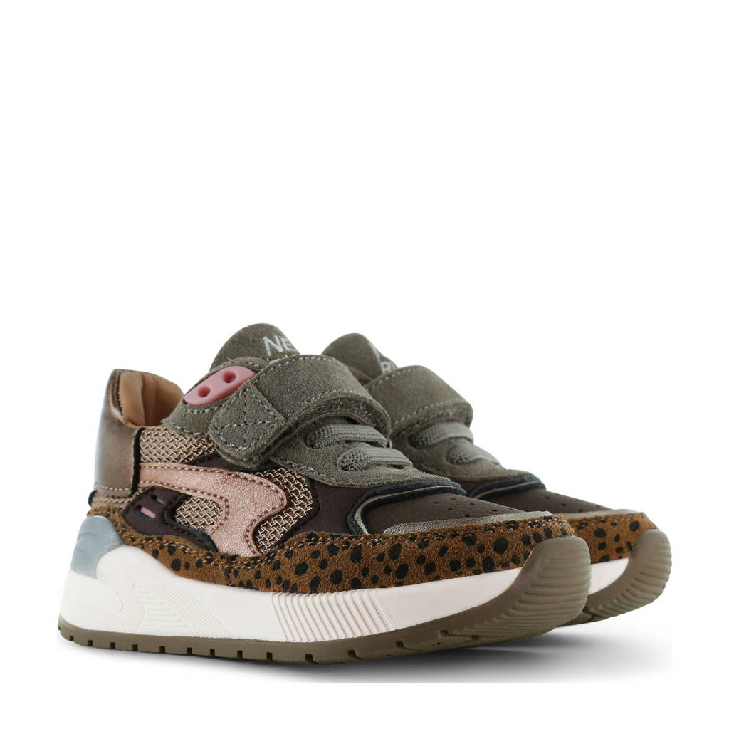 Shoesme leren sneakers brons/zwart