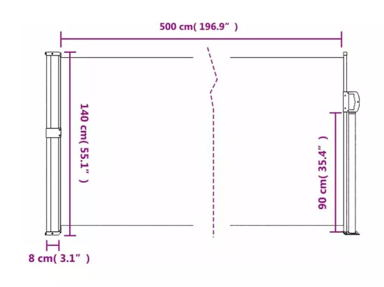 Auvent latéral rétractable vert foncé 140x500