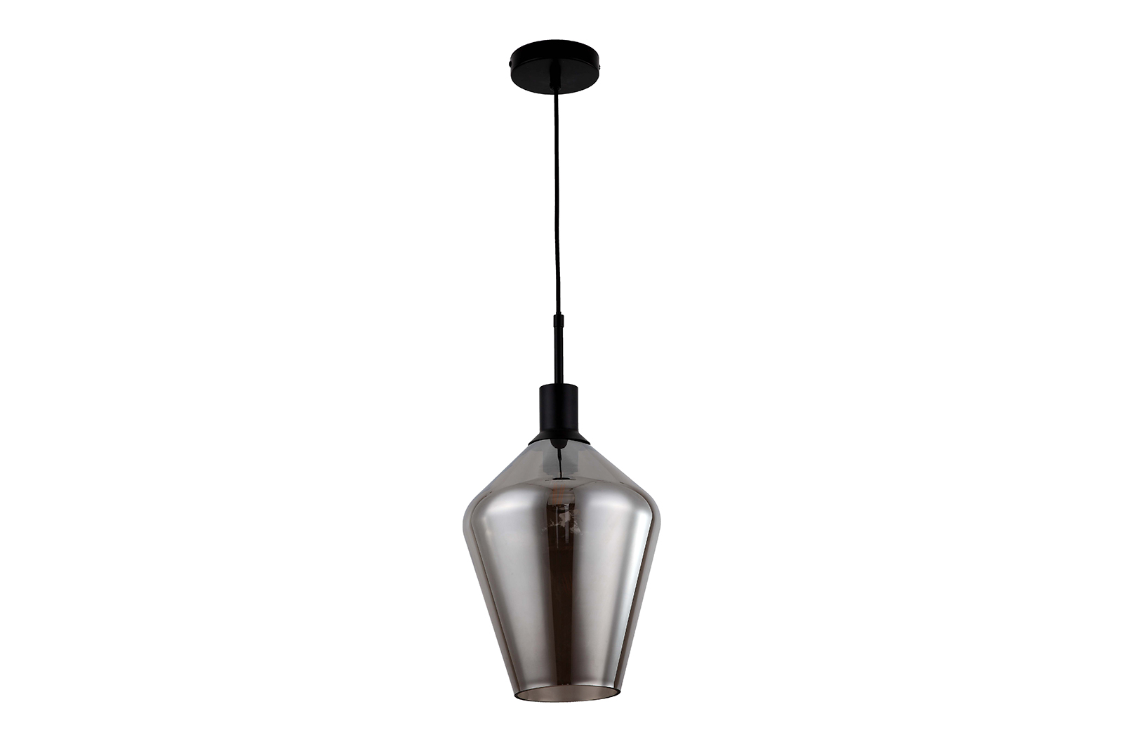 Line taklampe Med sotet glass og sort ledning 150cm.