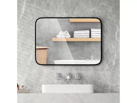 Miroir salle de bain 70 x 50 cm, rectangulaire, cadre en aluminium, grand miroir mural