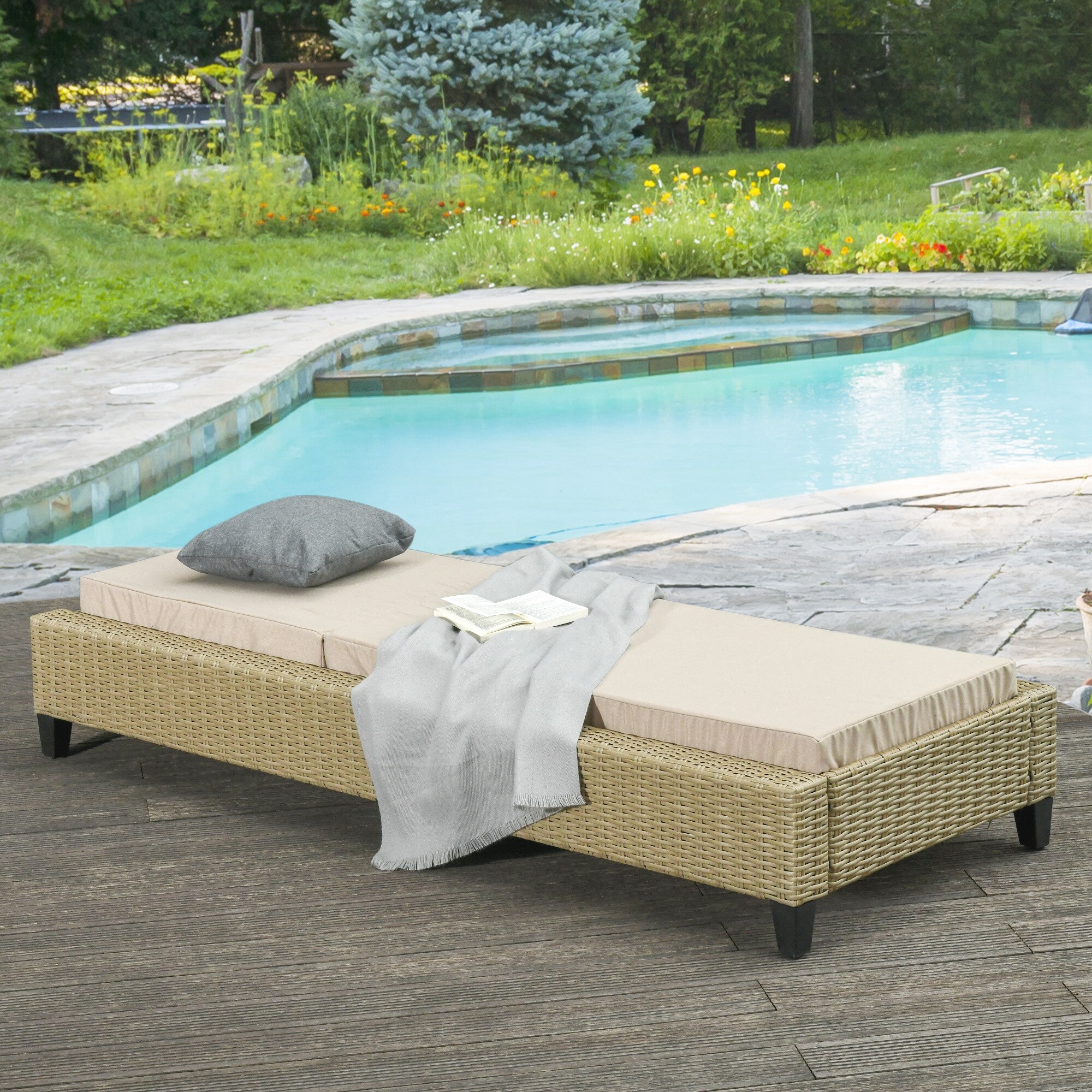 Outsunny Gartenliege mit Kissen 198 x 72 x 30 cm (LxBxH)