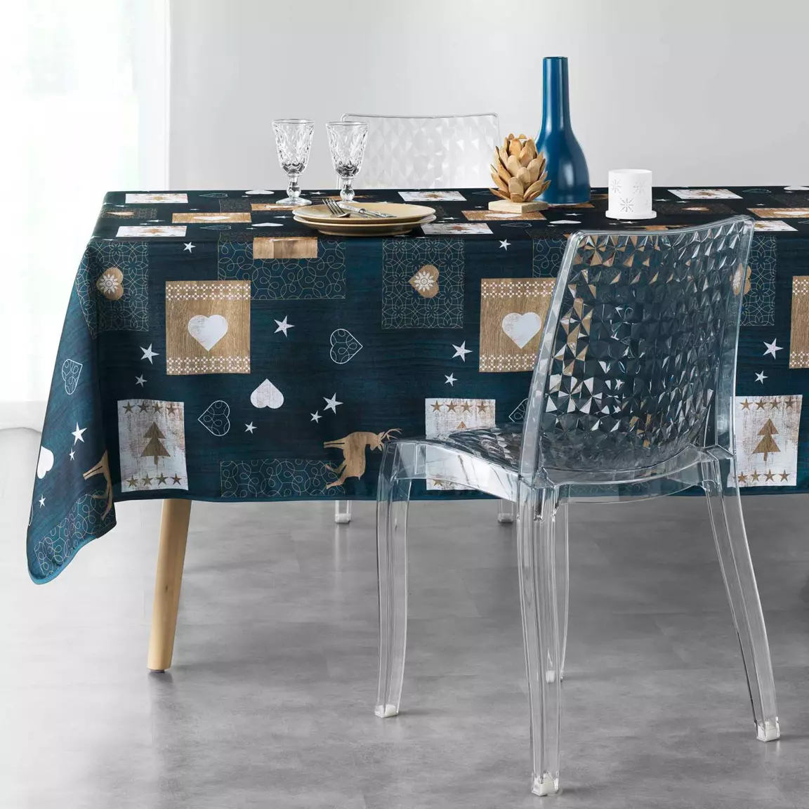 Nappe rectangulaire (L240 cm) Augustin Bleue